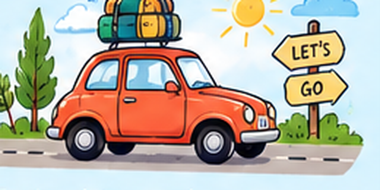 Hand-drawn cheerful car
